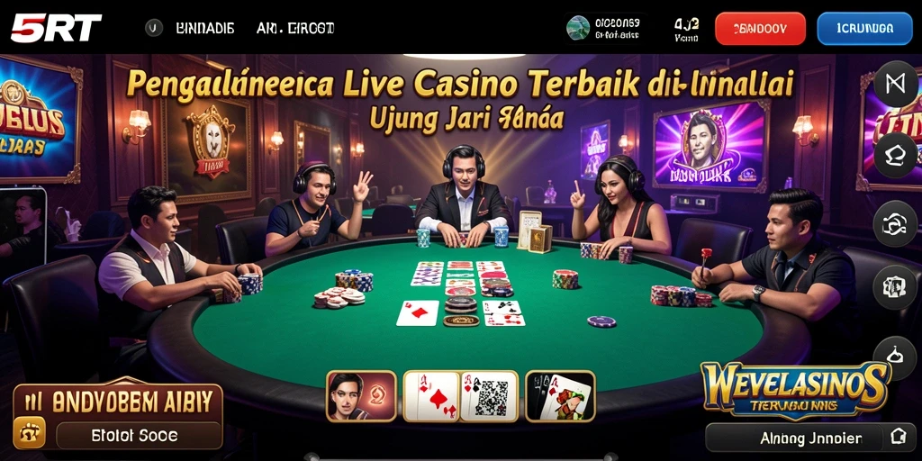Tampilan menarik dan mendebarkan dari gameplay Live Casino di 5RT.
