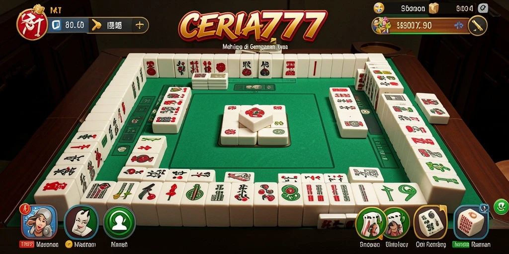 Screenshot gameplay CERIA777 menampilkan keindahan desain Mahjong.