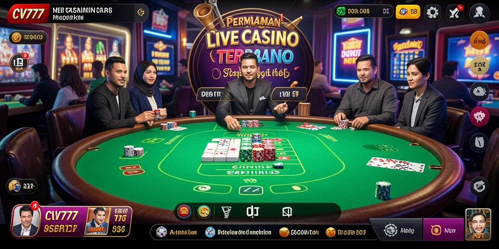 Screenshot CV777 menampilkan dealer langsung dan interaksi yang mengasyikkan.