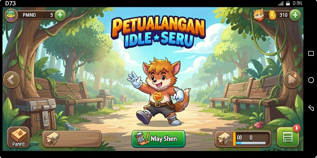 Screenshot D73 menampilkan aksi gameplay Idle yang seru.