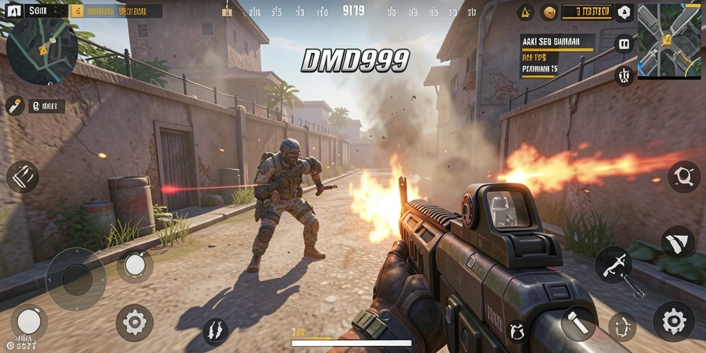 Tampilan seru dari gameplay DMD999 yang menantang.
