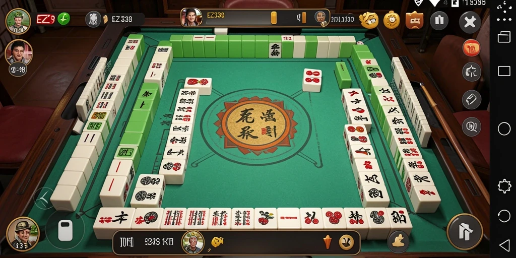 Tampilan gameplay menarik dari EZ338 dengan desain Mahjong yang menarik.