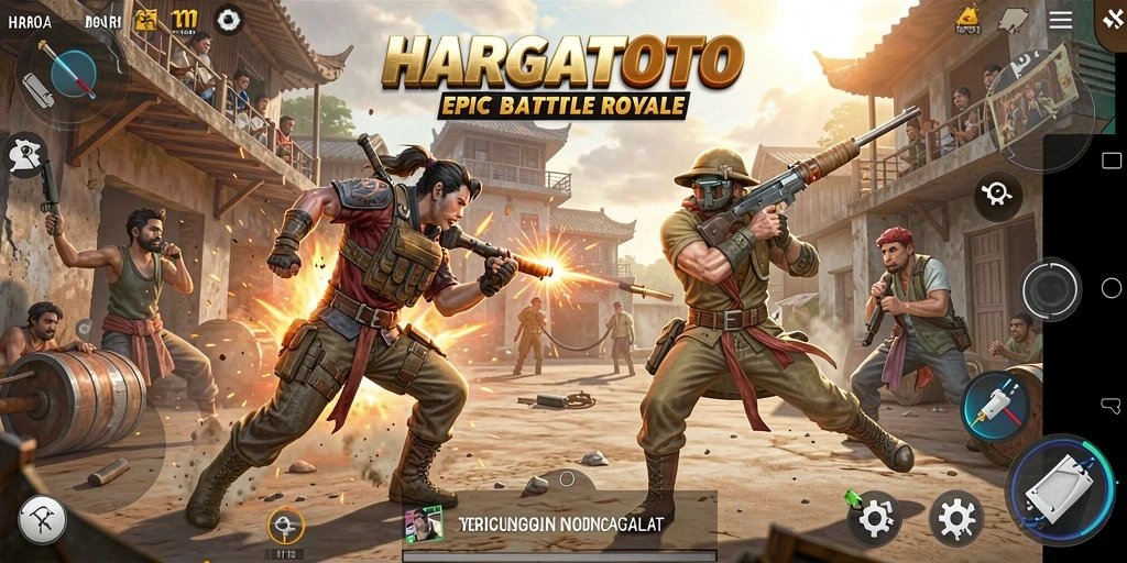 Gameplay seru dalam HARGATOTO yang menampilkan pertarungan Battle Royale.