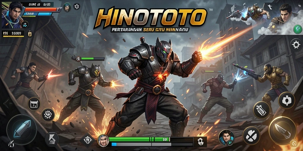 Screenshot utama HINOTOTO menunjukkan aksi pertarungan yang spektakuler.