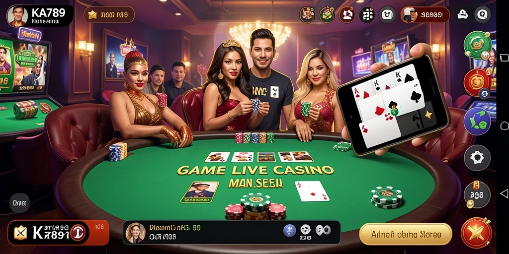 Screenshot gameplay KA789 menampilkan dealer live yang sedang beraksi di meja kasino.