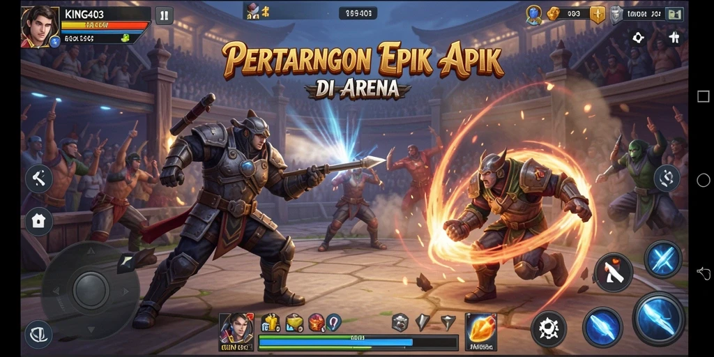 Tampilan gameplay KING403 yang penuh aksi dan strategi pertarungan.