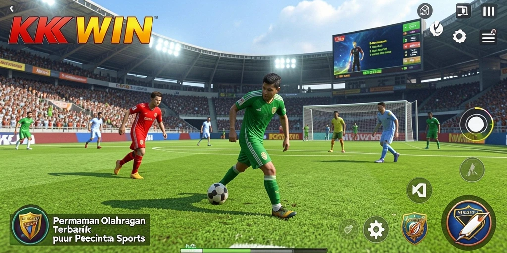 Tampilan gameplay KKWIN dengan aksi olahraga yang mendebarkan.