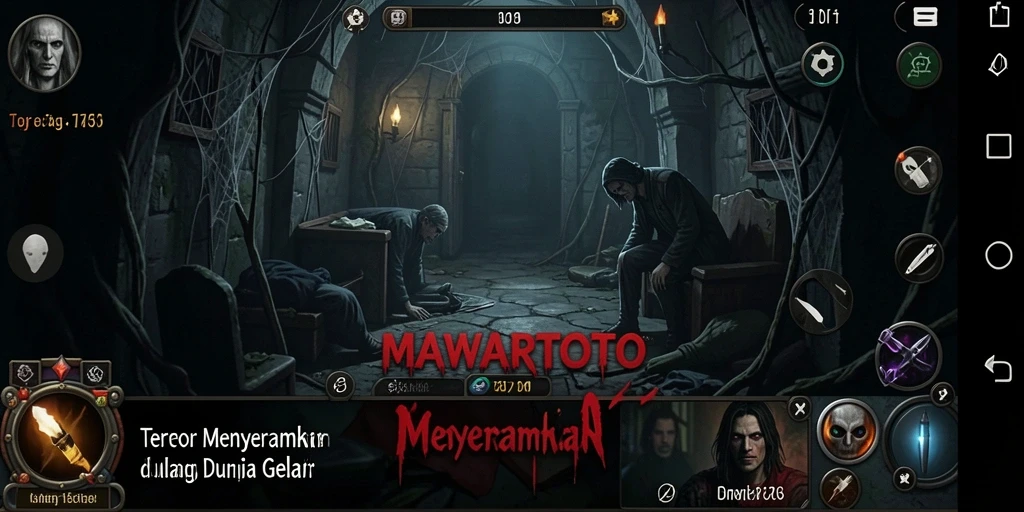 Tampilan gameplay mencekam dari MAWARTOTO dengan suasana gelap.