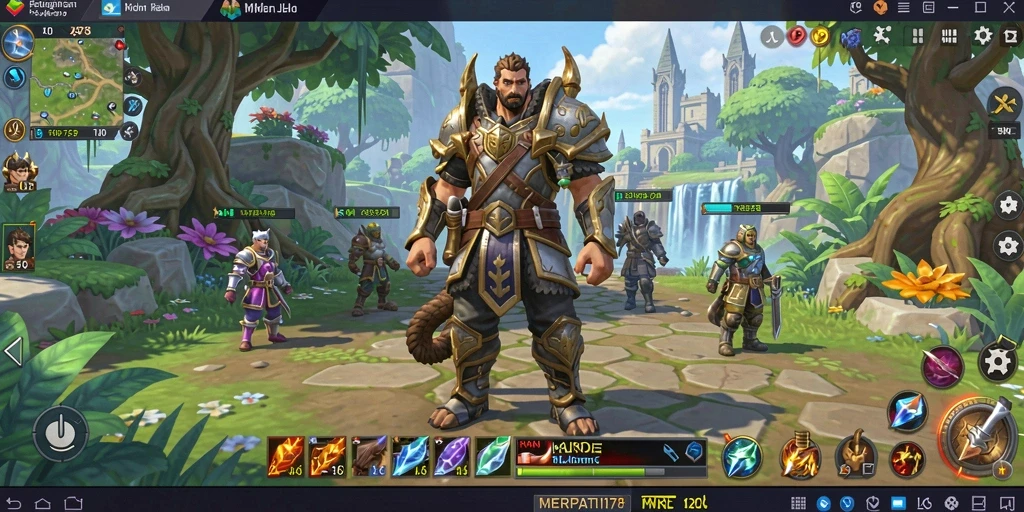 Screenshot gameplay <strong>MERPATI178</strong> menampilkan pertempuran seru antara pemain di dunia fantasi.