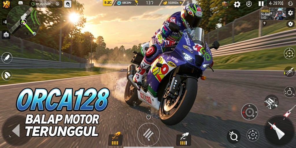 Tampilan gameplay menegangkan di ORCA128 saat melaju dengan kecepatan tinggi.