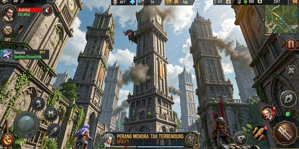 Tampilan gameplay PP7 yang penuh aksi dan strategi Tower Defense.