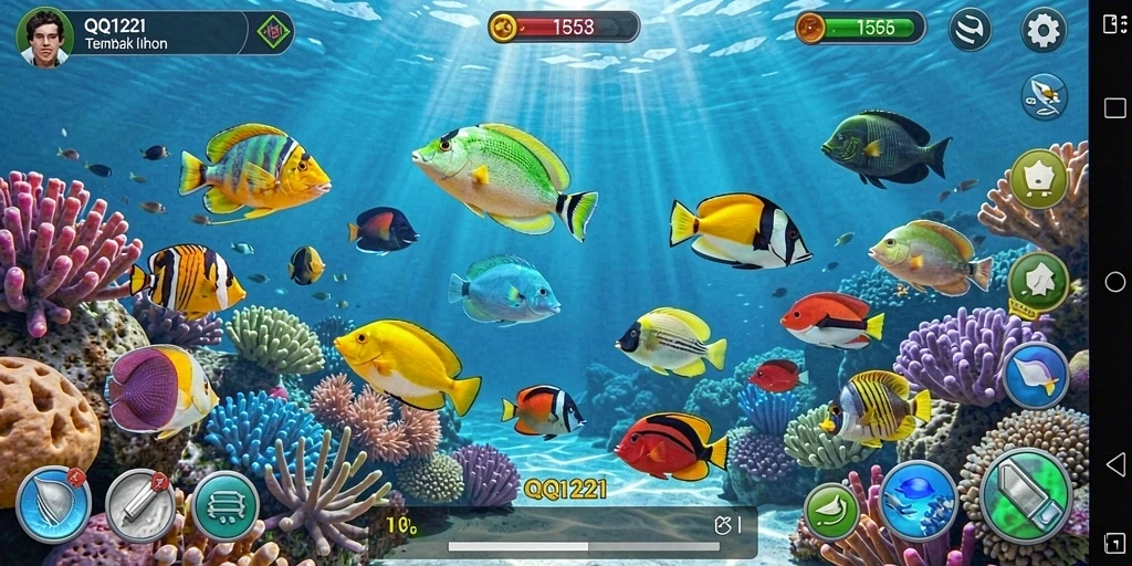 Tampilan gameplay seru saat menembak ikan di QQ1221.