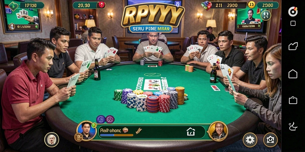 Tampilan gameplay poker yang menarik dan mendebarkan.