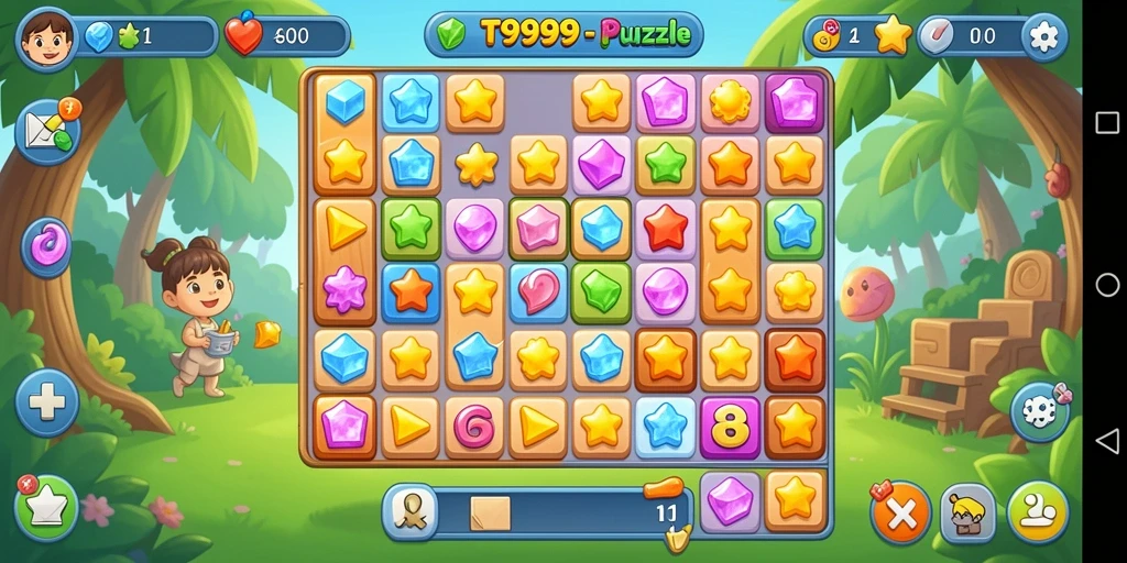Tangkapan layar menampilkan level bermain seru di T9999.